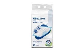 Podložka pod pacienta 60×60 cm, absorpčná kapacita 1092 ml, balenie 25 ks Mercator Medical
